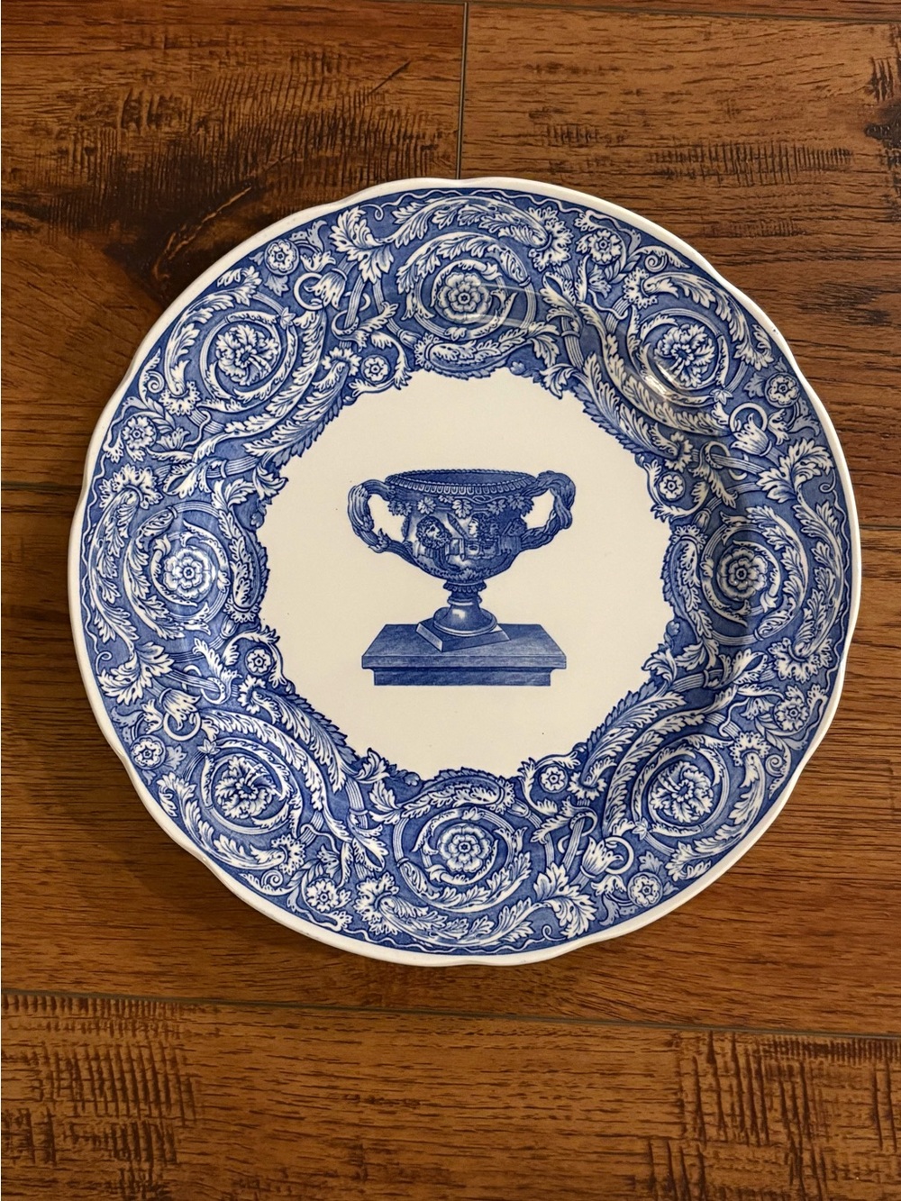 Spode Blue Room Warwick Vase Transferware Dinner Plate England 10.5”